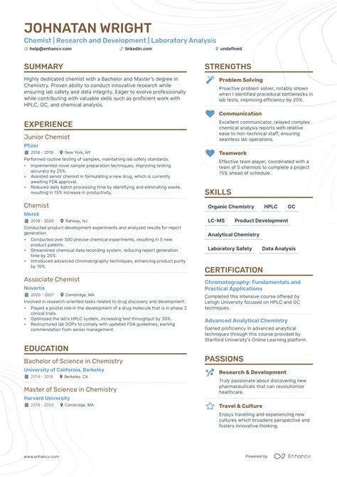 5 Entry Level Chemist Resume Examples And Guide For 2023