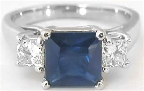 Diamond Alternative 223 Ctw Princess Blue And White Sapphire Ring In