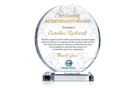 Crystal Employee Achievement Award Plaque