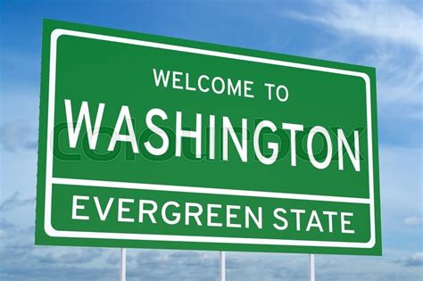 Welcome To Washington State Concept On Road Sign 3d Rendering Stock