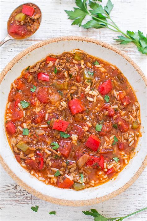 Slow Cooker Stuffed Pepper Soup Healthy Ground Beef Recipes