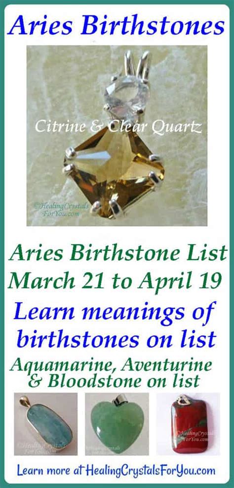 Aries Birthstone List Birthstones And Meanings March 21st April 20th