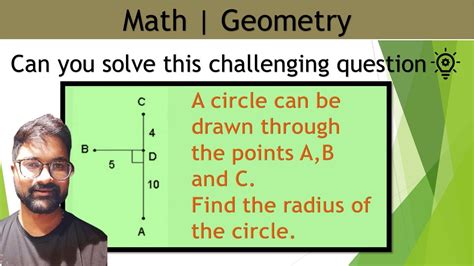 Challenging Question Geometry Circle Radius YouTube