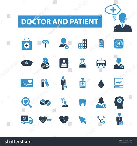 Doctor And Patient Icons Royalty Free Stock Vector 597102440