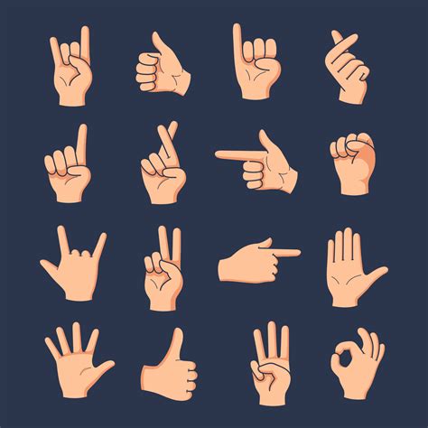 Set Of Different Gestures Hand With Hand Drawn Vector Illustration