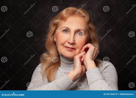 60 Year Old Woman Close Up Portrait Stock Image Image Of Cheerful