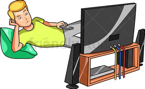 Man Chilling Watching Television Cartoon Vector Clipart Friendlystock