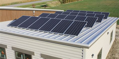 Solar Panels Mounted On Standing Seam Metal Roof For Architects Office