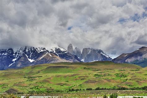 Blue Towers In Torres Del Paine National Park Patagonia Chile Stock