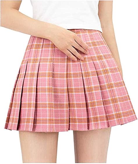 Pink Mini Skirt Plaid High Waist Skirt Japan School Girl Uniform Skirts