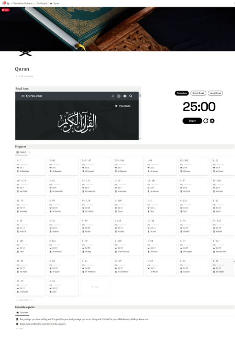 Notion Ramadan Planner Ramadan Tracker Ramadan Kareem Quran