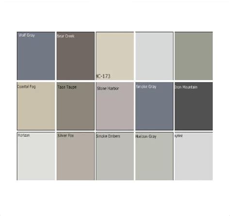 Gallery Of Sample Pms Color Chart 7 Examples Format Pantone Grey