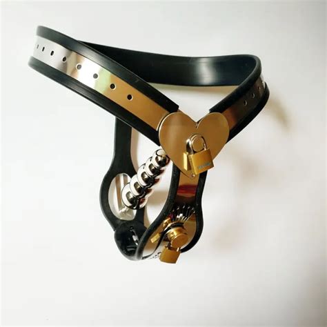 buy stainless steel female chastity belt with anal plug bdsm bondage restraints