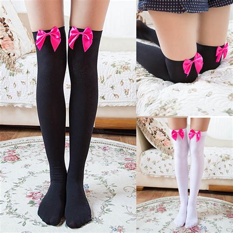 2021 New Women Bowknot Socks Fashion Stockings Casual Thigh High Over Knee High Socks Girls