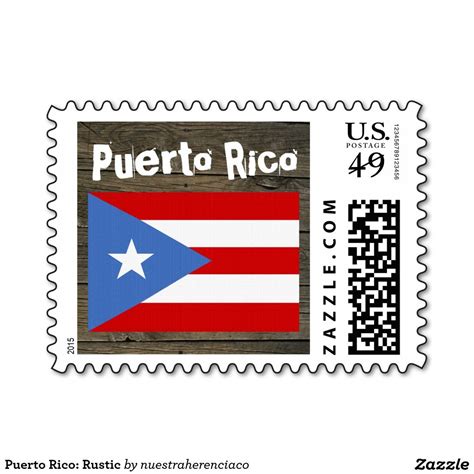 Flag Of Puerto Rico Rustic Mail Postage Stamps Sellos De Correo