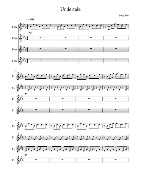 Undertale Undertale Flute Quartet Sheet Music For Flute Mixed