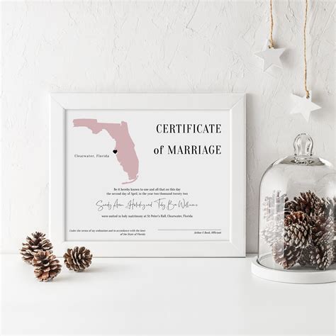 Destination Florida Certificate Of Marriage Wedding In Florida