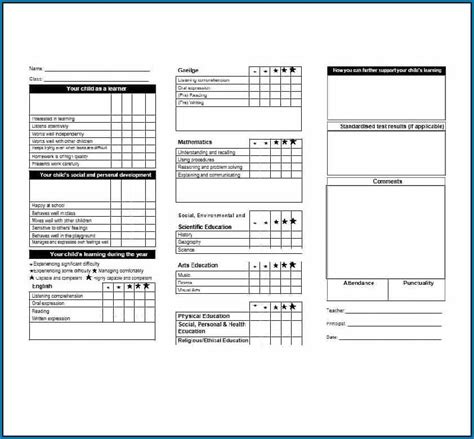 Homeschool Report Card Template Middle School 7