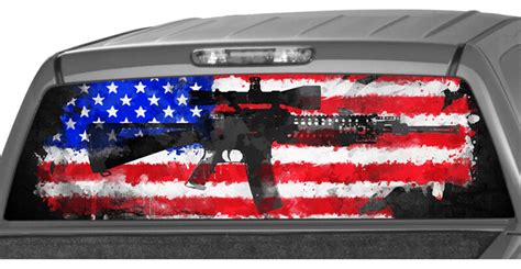 American Rifle Flag Rear Window Graphic Decal Print