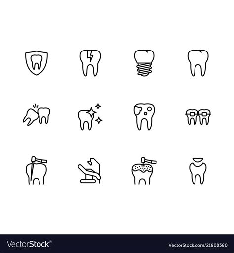 Icon Set Health Teeth And Dental Treatment Vector Image