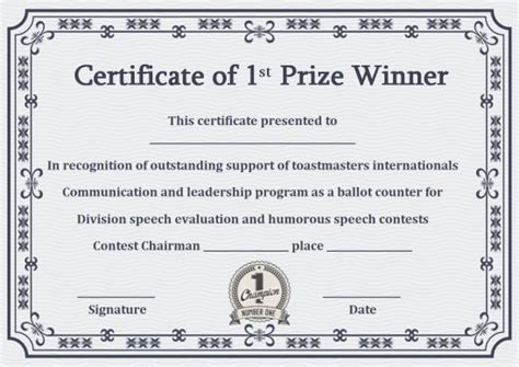 First Prize Winner Certificate Certificate Templates Science Fair