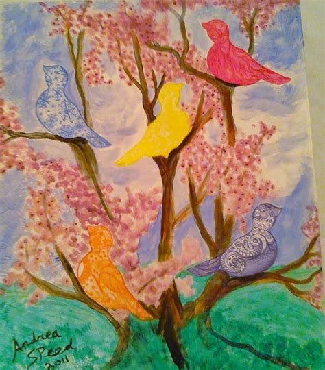 Alyssas Spring Birdies Art Painting Birdy