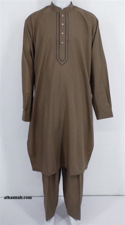 Mens Solid Color Salwar Kameez With Embroidery Me459 Alhannah Islamic Clothing