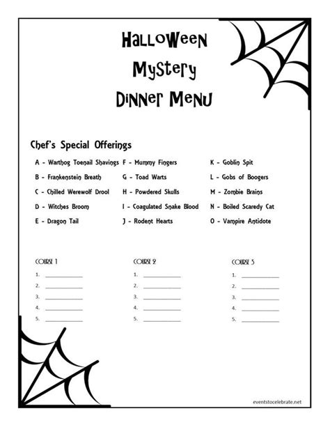 Think about the size of. Halloween Mystery Dinner Menu | Mystery dinner, Mystery ...