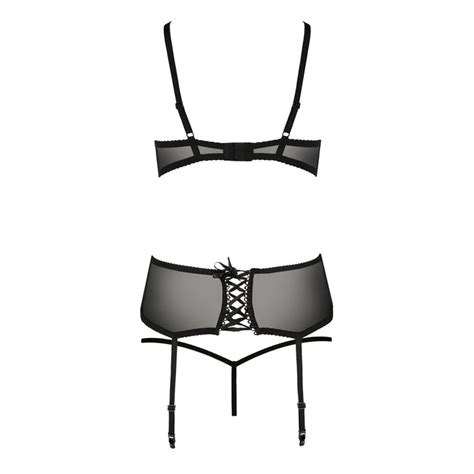 Sexy Open Cup Bra Crotchless Panty And Garter Set Lingerie Casmir Aurelia