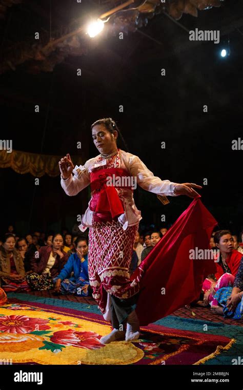 Traditional Dance Festival In Central Myanmar Portrait Stock Photo