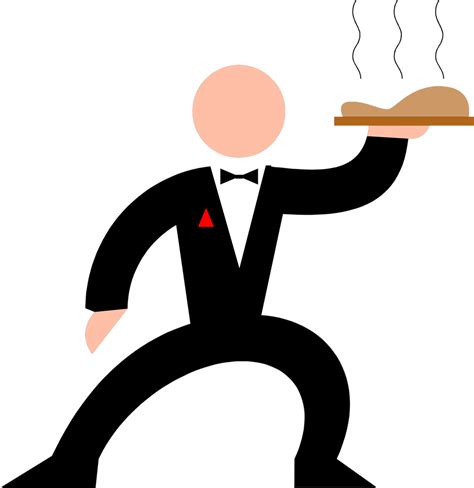 Waiter Free Stock Photo Illustration Of A Waiter With A Tray Of