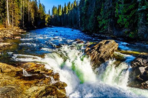 Water Of The Murtle River Tumbles Over The Edge Of Whirlpool Falls In