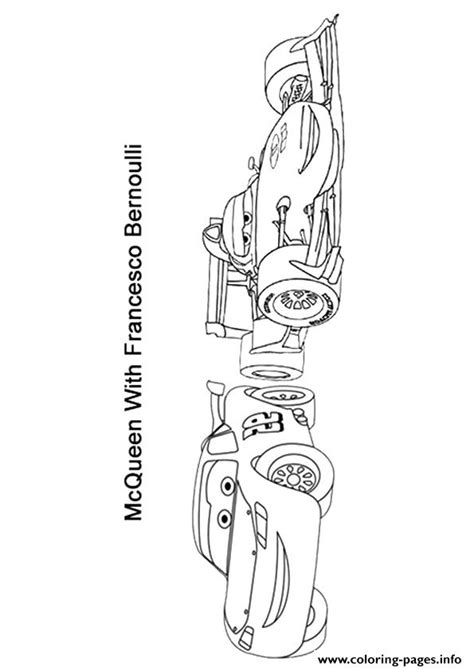 Cars The McQueen With Francesco Bernoulli A4 Disney Coloring Page Printable