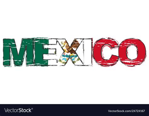 Word Mexico With Mexican National Flag Under Vector Image