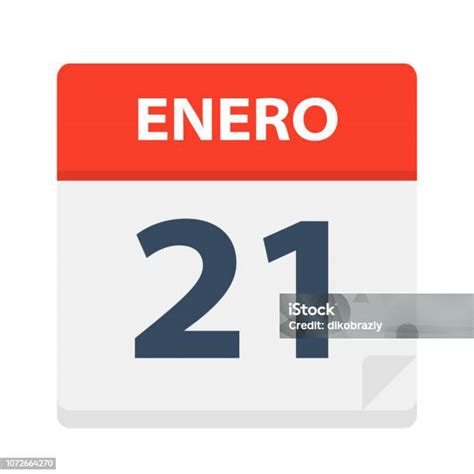 Enero 21 Calendar Icon January 21 Vector Illustration Of Spanish