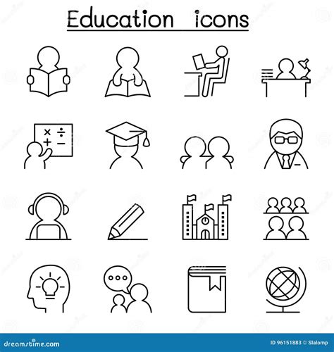 Learning Education Icon Set In Thin Line Style Stock Vector Illustration Of Collection
