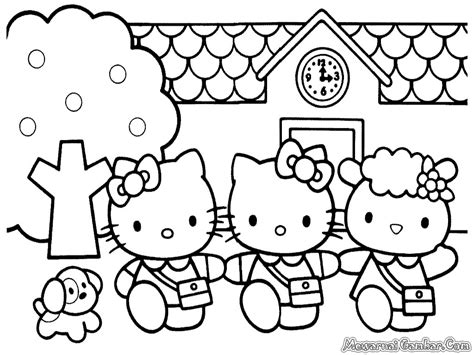 Template hello kitty, buku mewarnai hello kitty, stensil dinding hello kitty, cinta, ungu png. Gambar Mewarnai Hello Kitty | Mewarnai Gambar