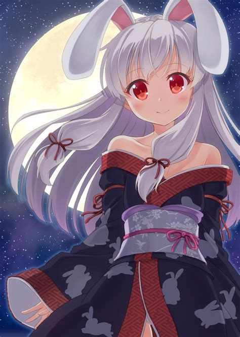 anime girl white hair bunny ears