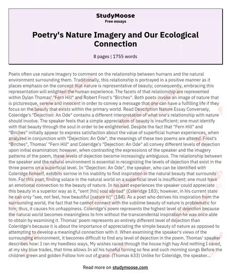 The Complex Relationship Between Humans And Nature In Poetry Free Essay