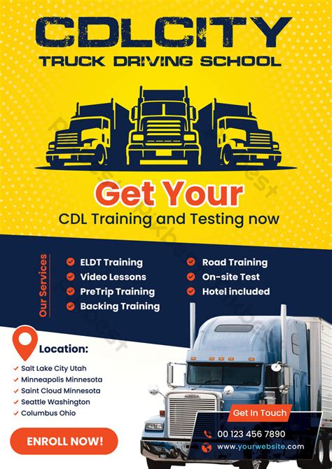 Cdlcity Truck Driving School Flyer Template Psd Free Download Pikbest