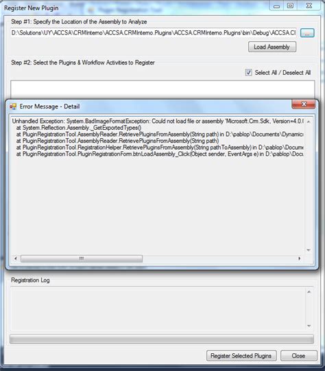 Pablo Peralta S Blog Plugin Registration Tool Unhandled Exception System