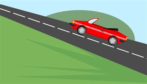 Red Generic Sports Car Driving Up A Steep Hill 3580606 Vector Art At