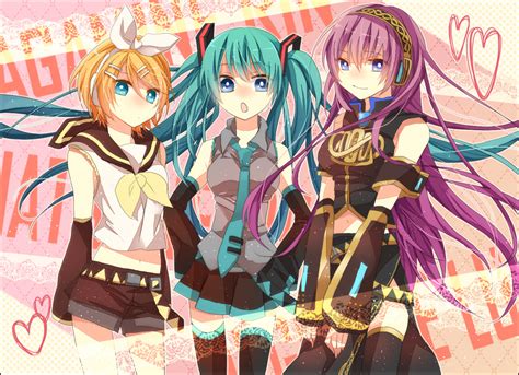 Hatsune Miku Kagamine Rin And Megurine Luka Vocaloid Drawn By