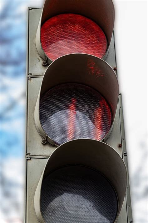 The Traffic Light Shows Red Which Prohibits Traffic For People Stock