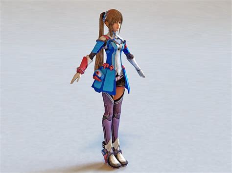 Cool Anime Girl Fighter 3d Model 3ds Max Files Free