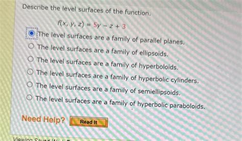 Solved Describe The Level Surfaces Of The Function Chegg Com