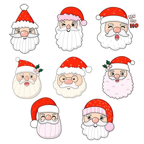 Premium Vector Face Santa Claus Filled Clipart Merry Christmas