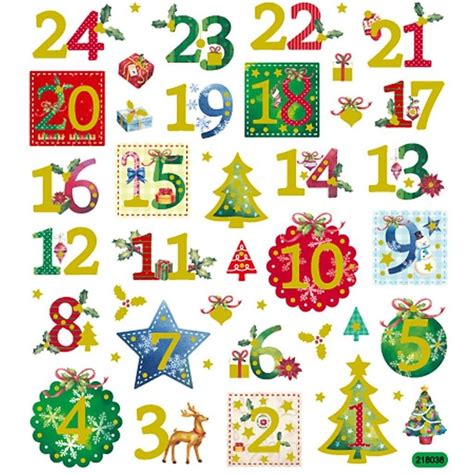 Christmas Advent Calendar Numbers 1 24 Glitter Self Adhesive Metallic