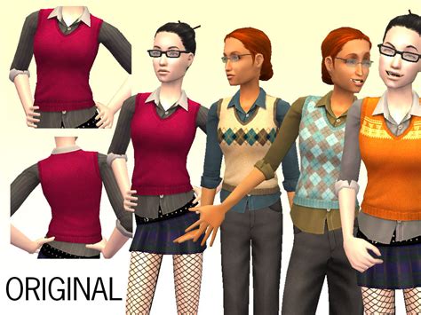 Mod The Sims Knit Vest And Shirts As Separates For Teen Girls