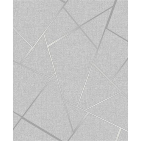 Quartz Fractal Geometric Silver Glitter Textured Vinyl Fine Decor